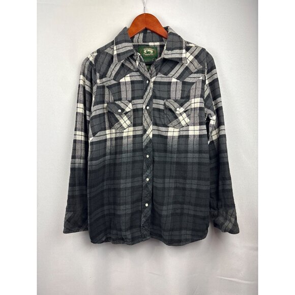 Women’s Stillwater Supply Co. Medium White, Black & Gray Ombré Snap Button Up - Picture 1 of 6
